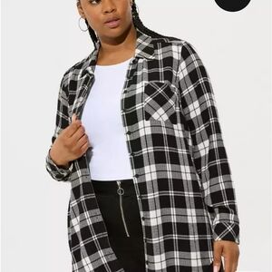 Torrid Black and White Casual Button Down Shirt